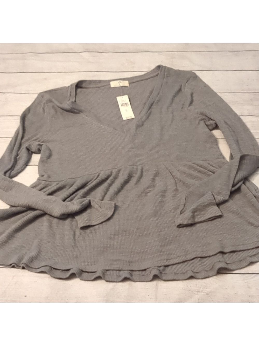 T.la x Anthropologie grey boho top size medium